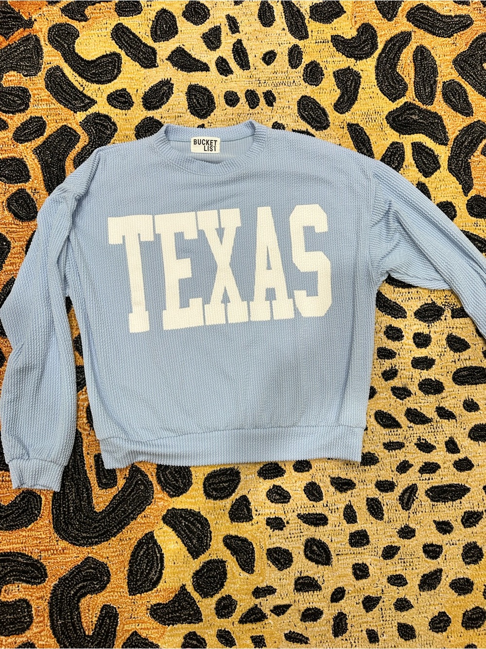 BUCKETLIST Baby Blue 'TEXAS' Waffle-Knit Crewneck Sweater